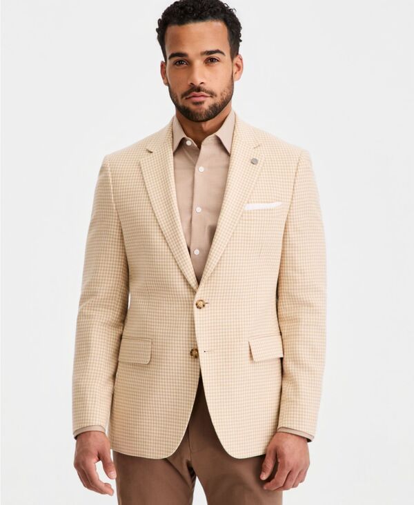テッドベーカー メンズ アウター ジャケット・ブルゾン ミニ ブレザー Ted Baker Mens Tan Mini Check ModernFit Blazer TANBEIGE タン