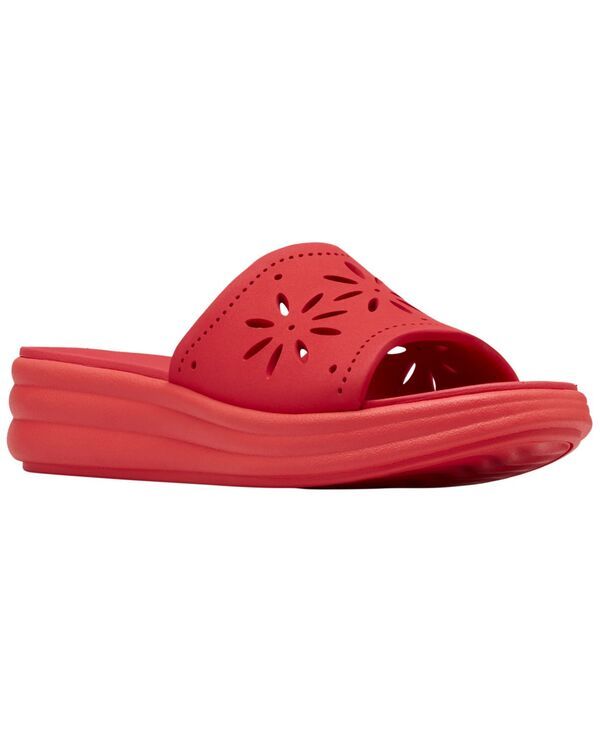 クラークス レディース シューズ スリッポン・ローファー フラワー柄 サンダル フラワー Clarks Womens Drift Floral SlipOn Wedge Sandals Poppy Red レッド
