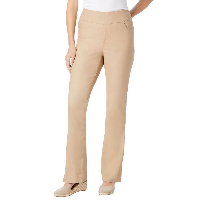 ウーマン ウィズイン レディース ボトムス デニムパンツ ブーツカット プラスサイズ ブーツ ジーンズ Woman Within Plusize Flex PullOn Bootcut GapFree Stretch Denim Jeans New Khaki