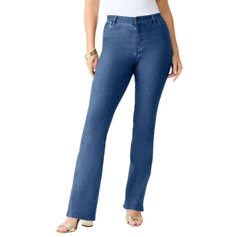 ロアマンズ レディース ボトムス デニムパンツ ブーツカット プラスサイズ プチ ブーツ Roamans Womens Plusize Petite Iconic Bootcut Jean Medium Wash