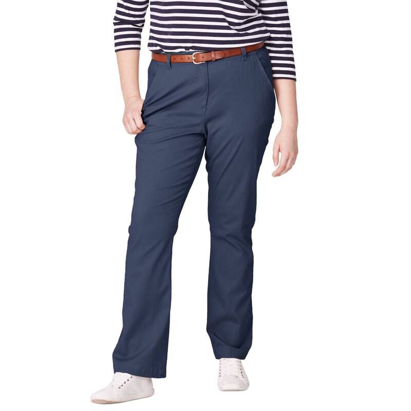 Ellos レディース ボトムス カジュアルパンツ ブーツカット プラスサイズ ブーツ ellos Plusize Stretchino MidRise Classic Bootcut Pants Navy ネイビー