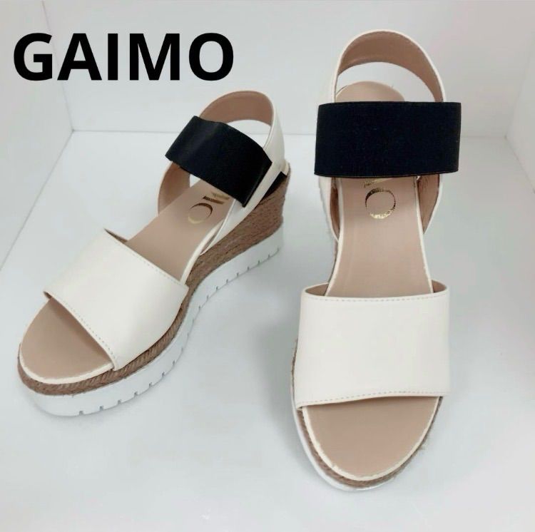 未使用 極美品　GAIMO　サンダル　厚底　エラスティックダブルソールサンダル バイカラー 白/黒　size37
