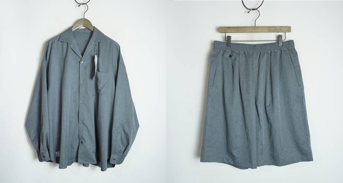 新品 26SS Fresh Service フレッシュサービス COOLFIBER OPEN COLLAR SHIRT TWO TUCK EASY SHORTS シャツ ショーツ セットアップ 3531Q♪