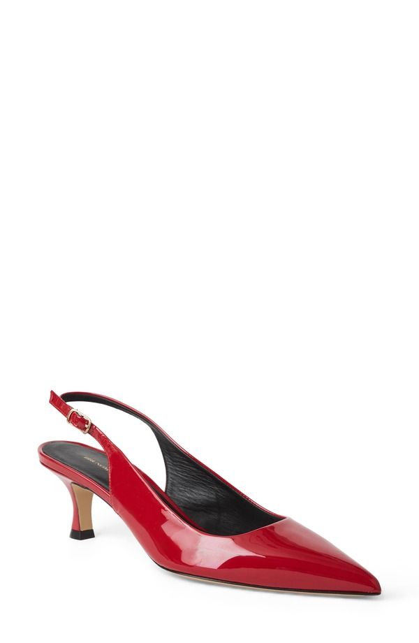 ブルーノマグリ レディース シューズ ヒール Bruno Magli Palerma Slingback Pointed Toe Kitten Heel Pump Berry Patent