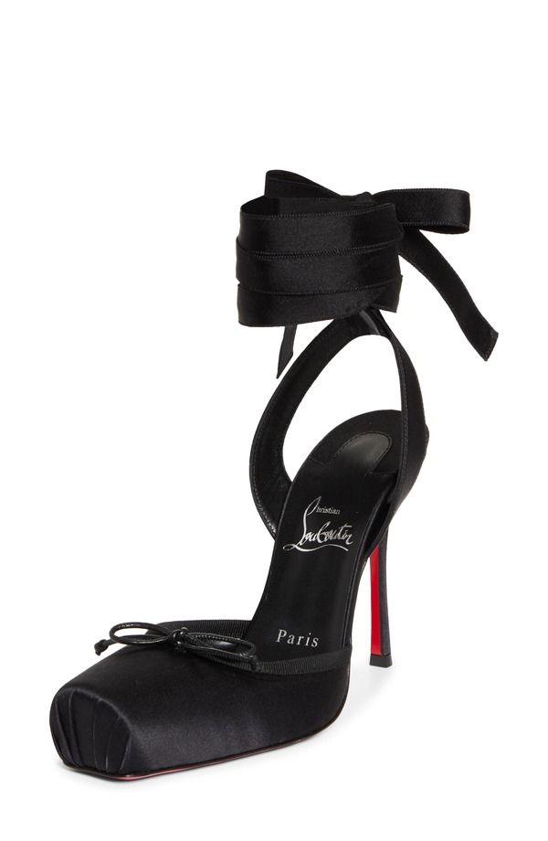 クリスチャン・ルブタン レディース シューズ パンプス レース Christian Louboutin Cassia LaceUp Slingback Pump Black Lin Black ブラック 182,900円
