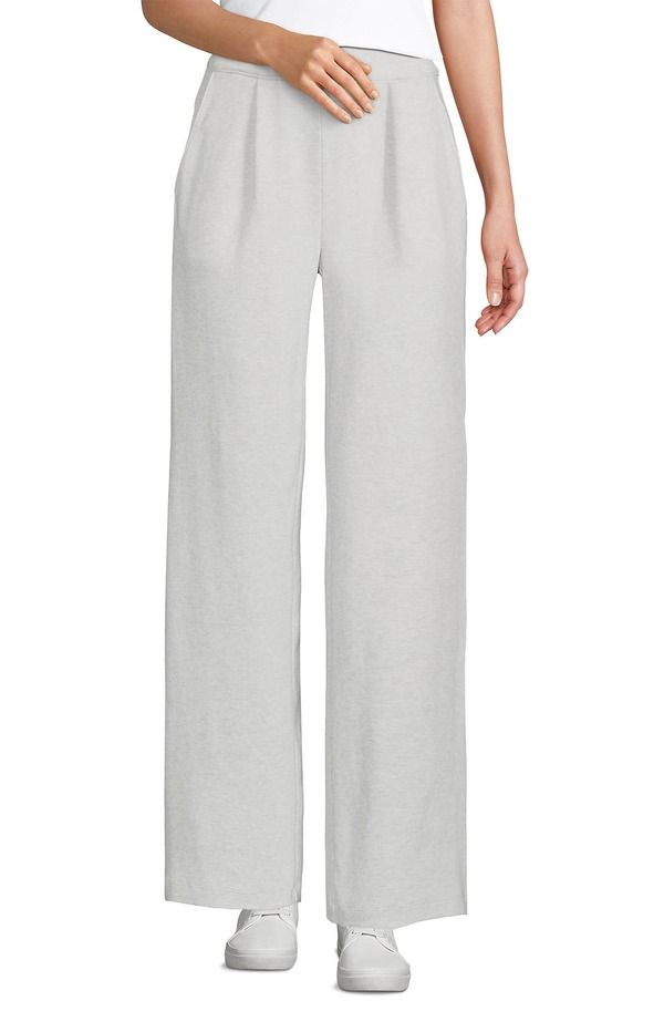 ランズエンド レディース ボトムス レギンス ワイドレッグ プリーツ パンツ ニット Lands End Knit High Rise Pleated Wide Leg Pantsoft Light Gray Heather グレー