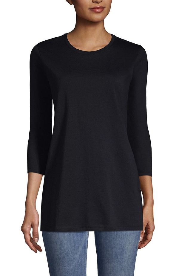 ランズエンド レディース トップス シャツ コットン Lands End 34 Sleeve Cotton Supima Tunic Black ブラック
