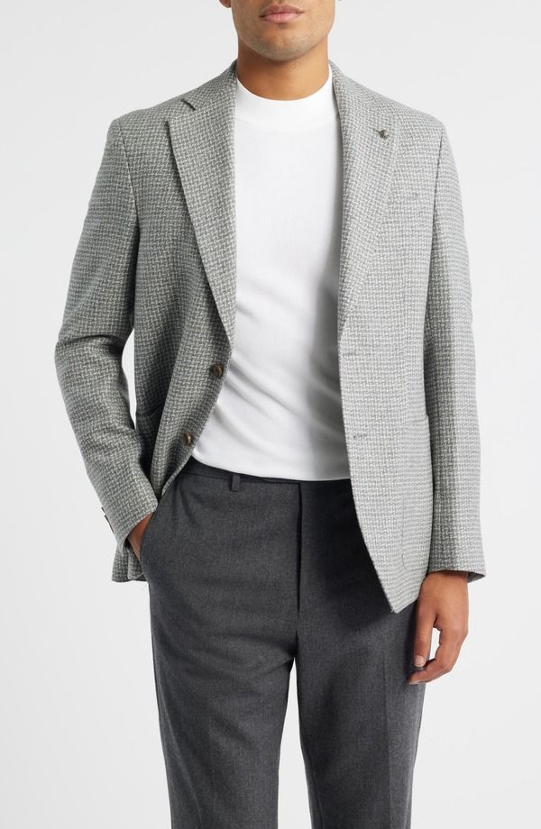 ジャックビクター メンズ アウター ジャケット・ブルゾン ウール シルク コート Jack Victor Myles Unconstructed Basketweave Wool Silk Blend Sport Coat Light Grey グレー