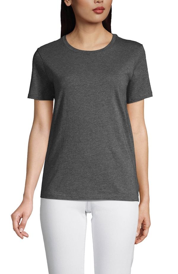 ランズエンド レディース トップス Tシャツ クルーネック コットン Lands End Supima Cotton Crewneck TShirt Charcoal Heather チャコール