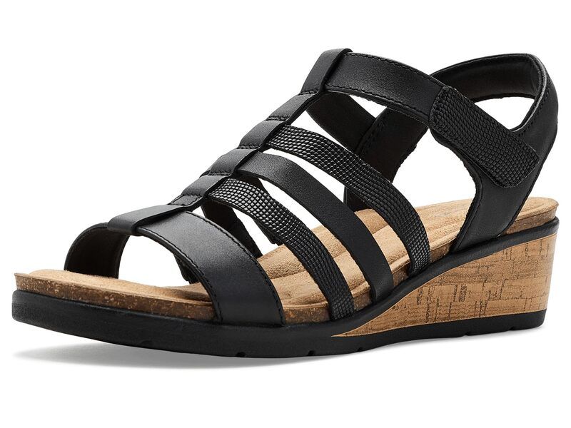 クラークス レディース シューズ ヒール Clarks Kacha Step Black Leather ブラック