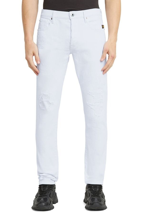ジースター メンズ ボトムス デニムパンツ スリムフィット ジーンズ GSTAR 3301 Slim Fit Jeans Paper White Gdestroyed ホワイト