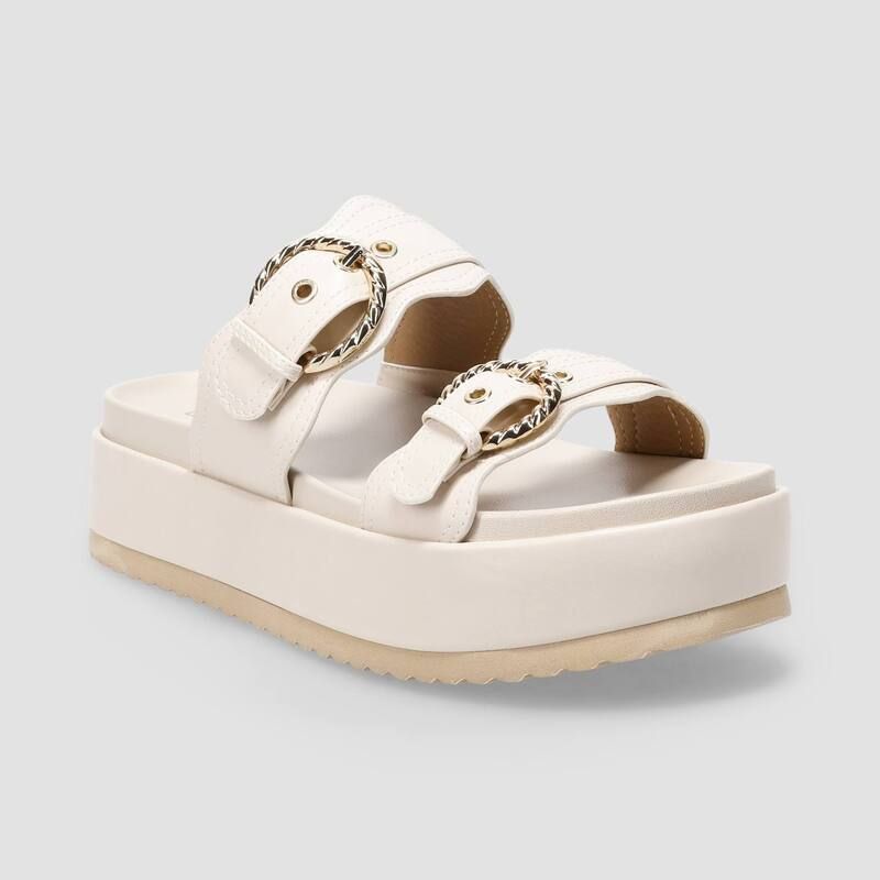 LC Lauren Conrad レディース シューズ サンダル プラットフォーム LC Lauren Conrad Headasa Womens Two Strap Buckle Platform Sandals Bone