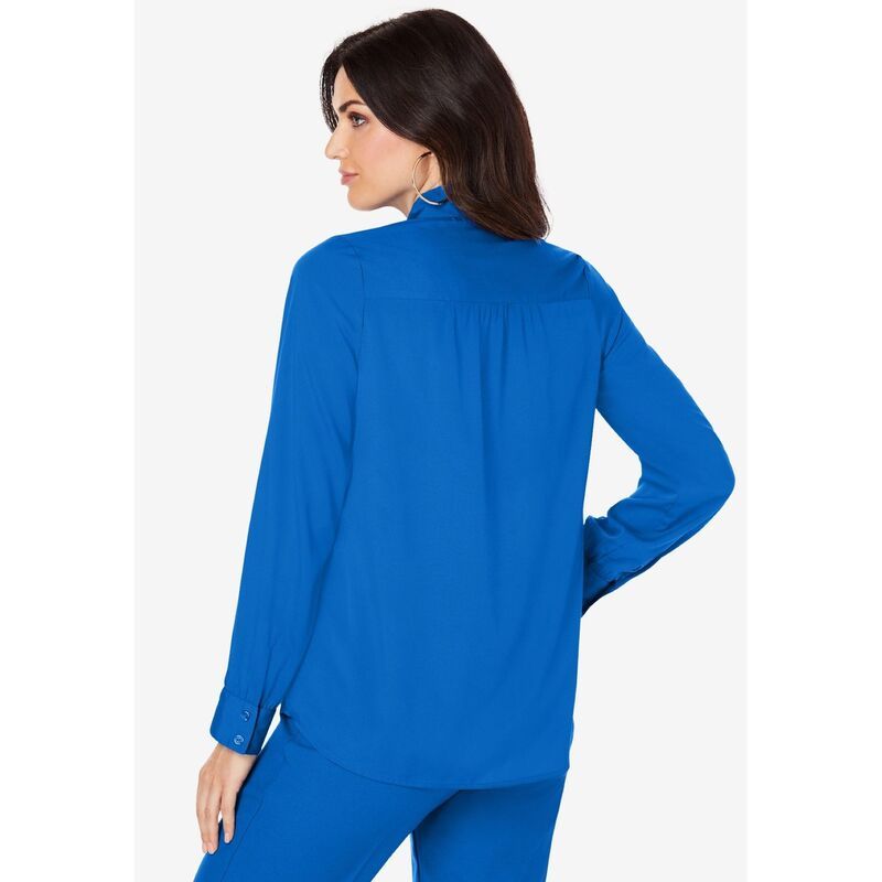 ロアマンズ レディース トップス シャツ プラスサイズ ブラウス Roamans Womens Plusize Long Sleeve Bow Blouse Banana