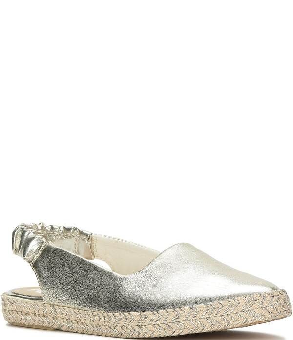 ケッズ レディース シューズ パンプス トール レザー Keds Point Metallic Leather Espadrille Slingback Slip On Flats Gold ゴールド