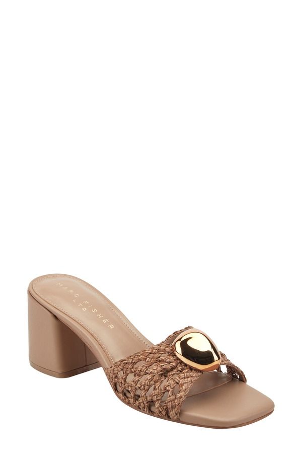 マーク・フィッシャー レディース シューズ サンダル Marc Fisher LTD Farrel Embellished Square Toe Slide Sandal Natural