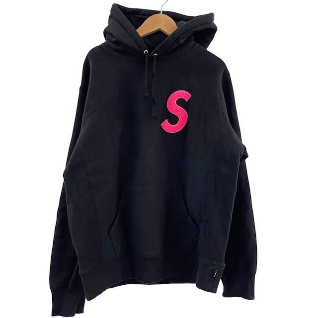SUPREME シュプリーム パーカー フーディー トップス Sロゴ 刺繍 ブラック 黒 Sサイズ メンズ