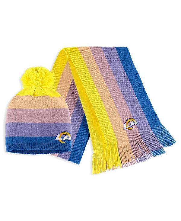 ウェア バイ エリン アンドルーズ レディース アクセサリー 帽子 ニット WEAR by Erin Andrews Womens Gold Los Angeles Rams Ombre Pom Knit Hat and Scarf Set Gold ゴールド