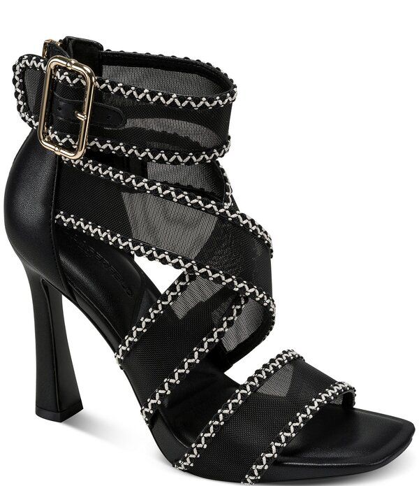 カール ラガーフェルド レディース シューズ ヒール サンダル メッシュ KARLAGERFELD PARIS Careliz Trimesh Strappy Dressandals BlackWhite ホワイト