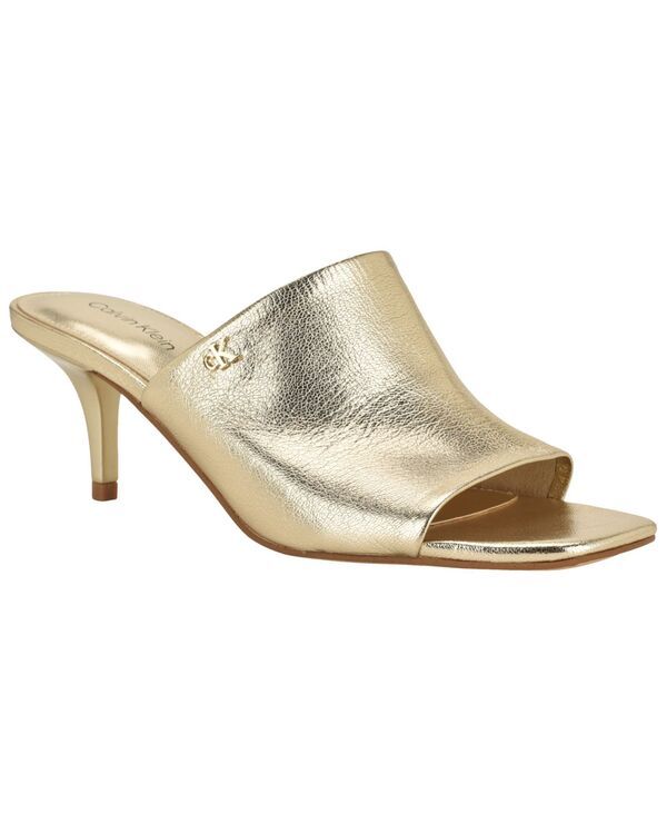 カルバンクライン レディース シューズ スリッポン・ローファー サンダル レザー ヒール Calvin Klein Womens Chaney Leather SlipOn Kitten Heel Dressandals Gold Leather ゴールド