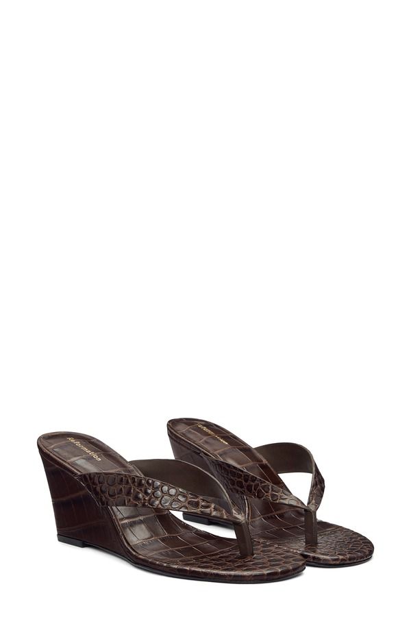 リフォーメーション レディース シューズ ヒール サンダル Reformation Jessie Wedge Thong Sandal Chocolate Croc チョコレート