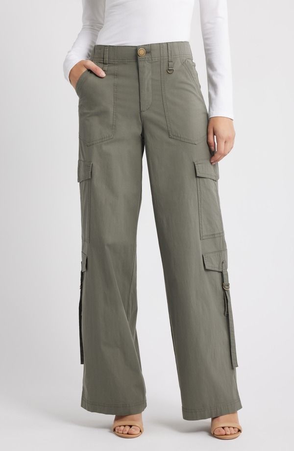 ウィットウィズダム レディース ボトムス カジュアルパンツ カーゴパンツ ハイウエスト コットン Wit Wisdom High Waist Cotton Blend Cargo Pants Dusty Olive オリーブ