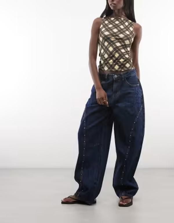 デイジーストリート レディース ボトムス デニムパンツ ジーンズ Daisy Street mid rise barreleg studded jeans wash Blue wash ブルー