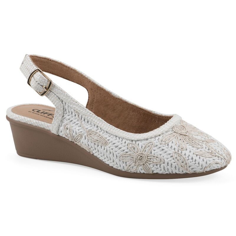 クリフバイホワイトマウンテン レディース シューズ パンプス ヒール Cliffs by White Mountain Boris Womenslingback Wedge Heels White Fabric ホワイト