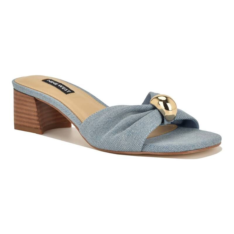 ナインウェスト レディース シューズ パンプス サンダル ヒール Nine West Gerry Womens Block Heel SlipOn Dressandals Blue Denim デニム