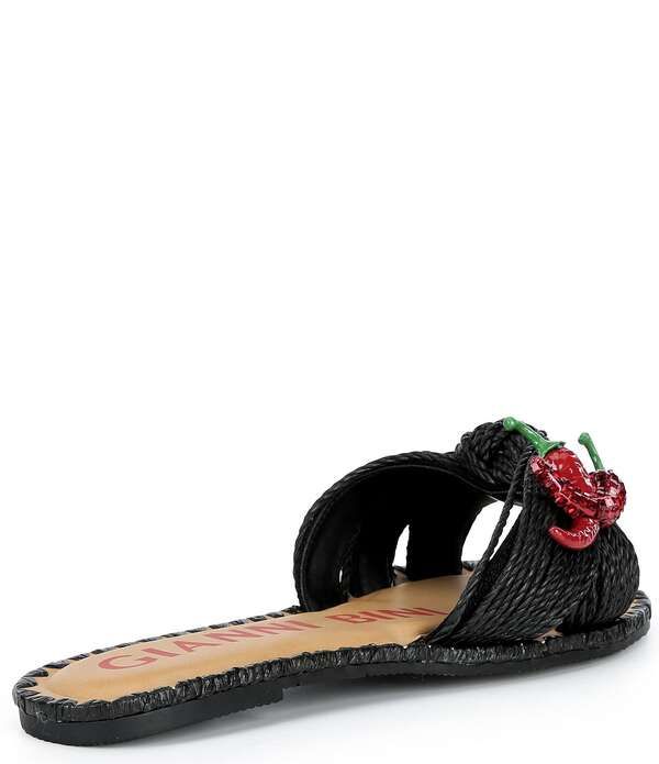 ジャンビニ レディース シューズ パンプス サンダル Gianni Bini Fabin Raffia Rhinestone Chili Pepper Slide Sandals Black ブラック