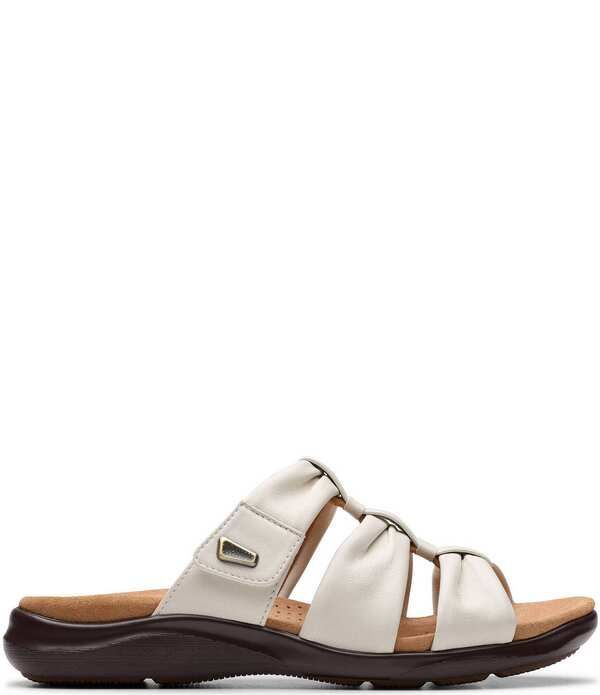 クラークス レディース シューズ パンプス サンダル レザー Clarks Artisan Kitly Leather Slide Sandals Cream クリーム