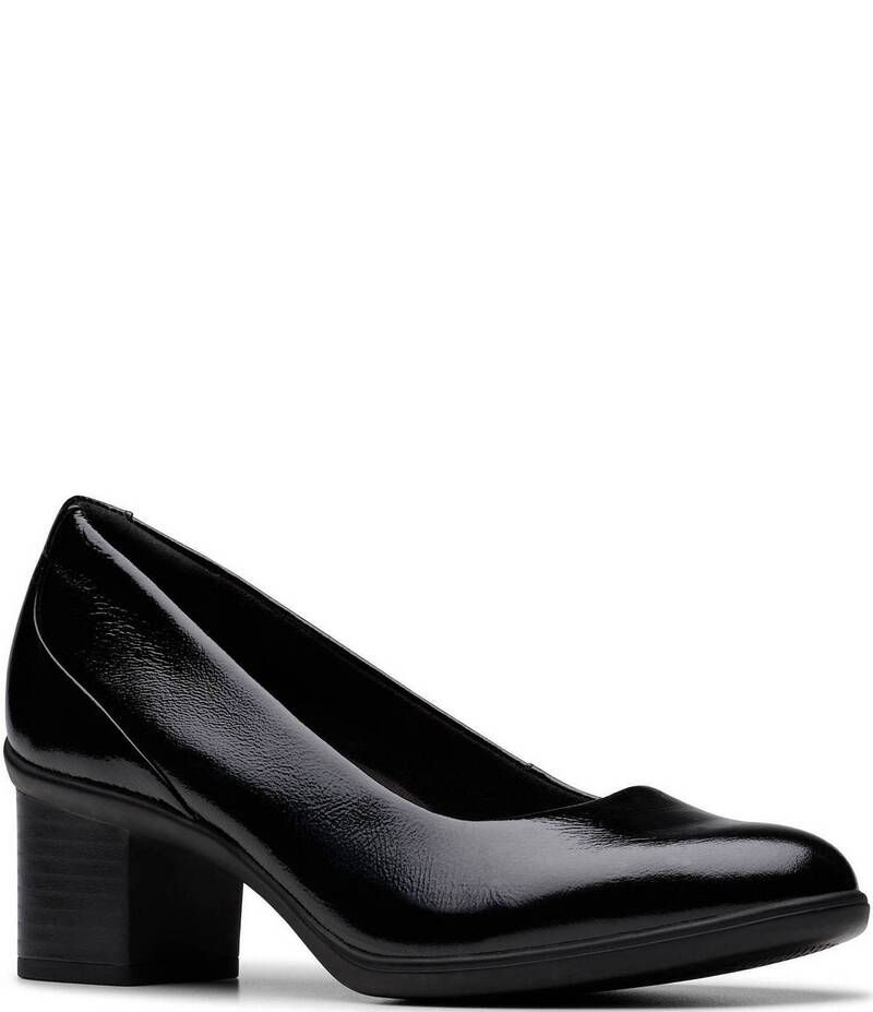 クラークス レディース シューズ パンプス レザー ヒール Clarks Shaya Poppy Patent Leather Block Heel Pumps Black ブラック