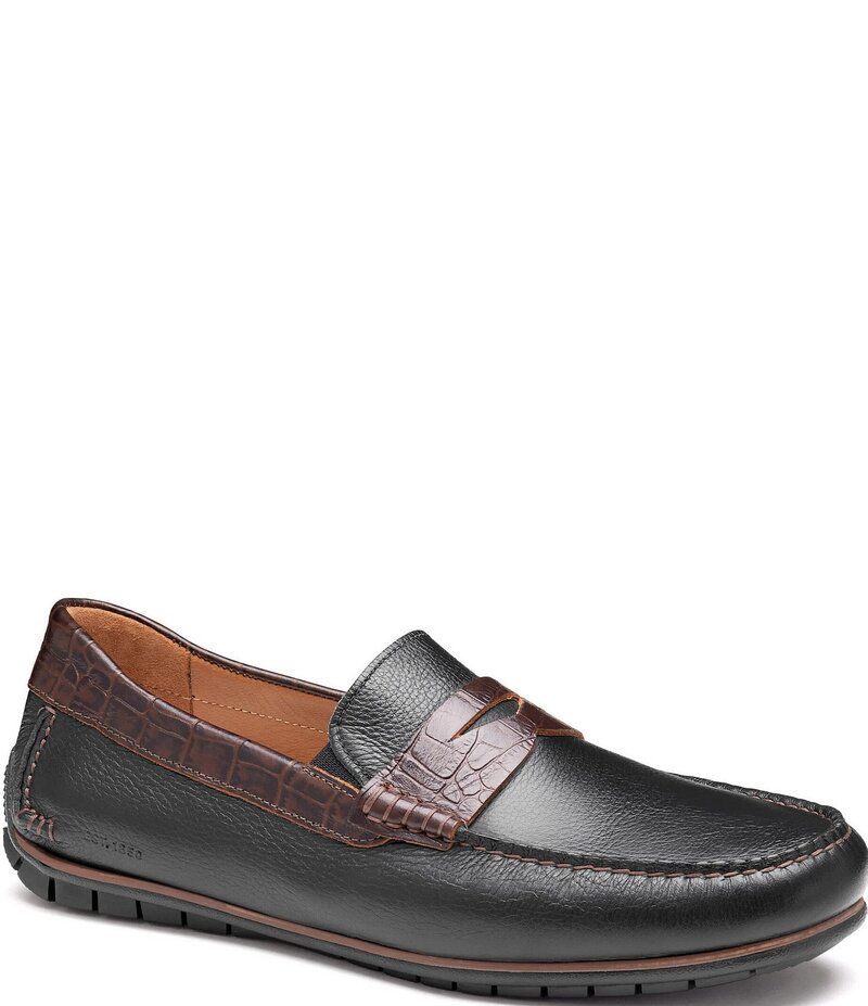 ジョンストンアンドマーフィー メンズ シューズ スリッポン・ローファー カラーブロック レザー ローファー Johnston Murphy Mens Cort 20 Colorblock Croco Embossed Leather Penny Loafers