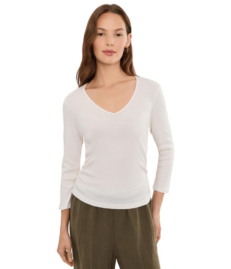マイケルスターズ レディース トップス シャツ Vネック Michael Starsylvie VNeck Shirred Sides Tee Chalk チョーク