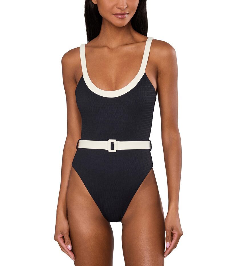 シーフォリー レディース 水着 上下セット Seafolly Bandwave Belted Retro Tank OnePiece Black ブラック