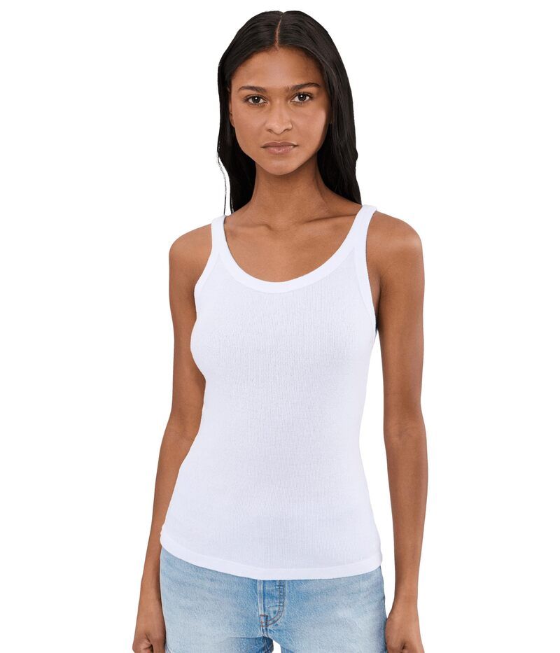 マイケルスターズ レディース トップス シャツ Michael Stars Nicole Wide Crew Tank White ホワイト