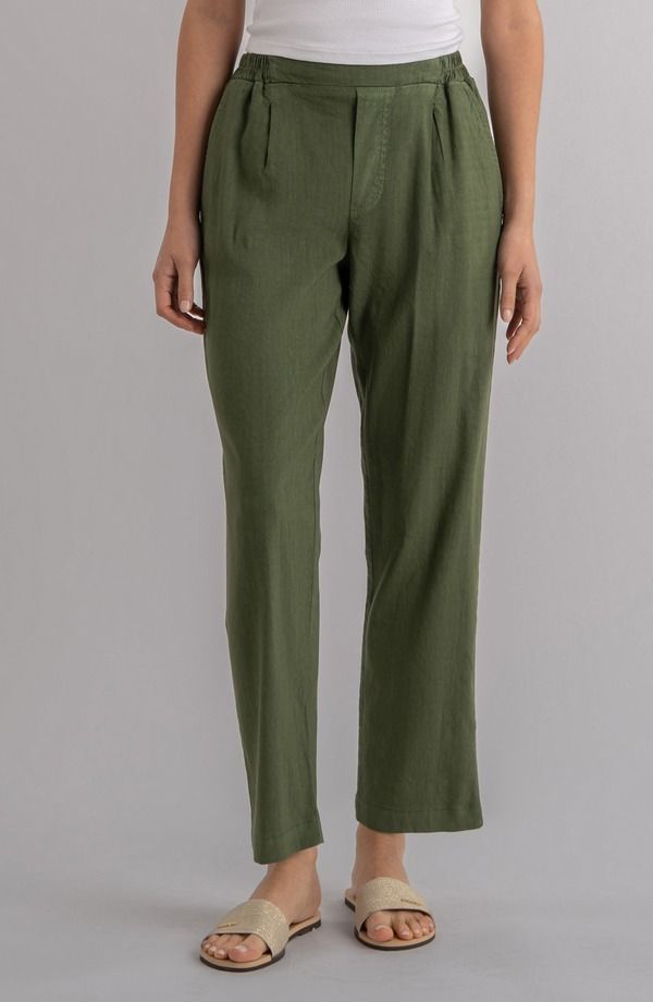 カットフロムザクロス レディース ボトムス レギンス パンツ リネン KUT from the Kloth Rosalie PullOn Tapered Linen Blend Pants Dill