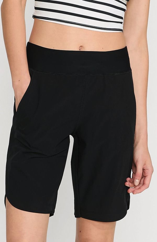 ランズエンド レディース ボトムス ハーフパンツ・ショーツ ショートパンツ Lands End 9 Quick Dry Elastic Waist Modest Board Shortswim Coverup Shorts with Panty Black ブ