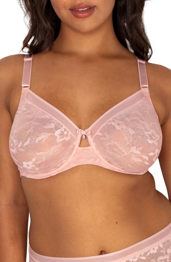 カービークチュール レディース アンダーウェア ブラジャー レース Curvy Couture NoShow Lace Underwire Unlined Bra Blushing Rose