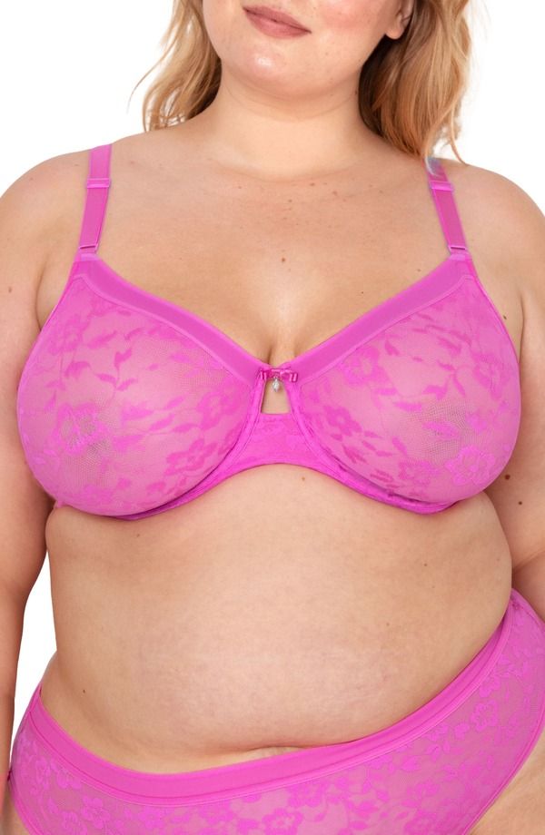 カービークチュール レディース アンダーウェア ブラジャー レース Curvy Couture NoShow Lace Underwire Unlined Bra Flirt