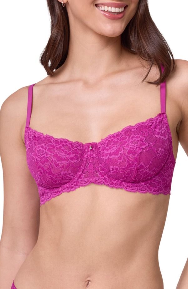 モンテル インティメイツ レディース アンダーウェア ブラジャー レース Montelle Intimates Flirt Lace Underwire Demi Bra Passion Fruit