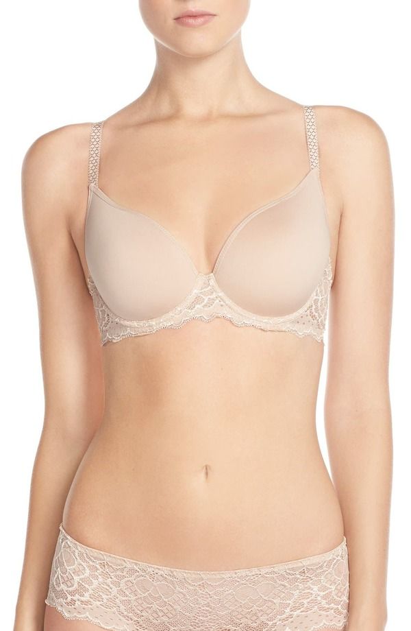 シモーヌペレール レディース アンダーウェア ブラジャー Simone Perele Caresse Underwire Plunge Bra Peau Rose