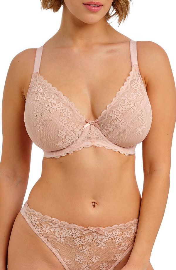 フレイヤ レディース アンダーウェア ブラジャー レース Freya Quinn Lace Underwire Plunge Bra Cameo