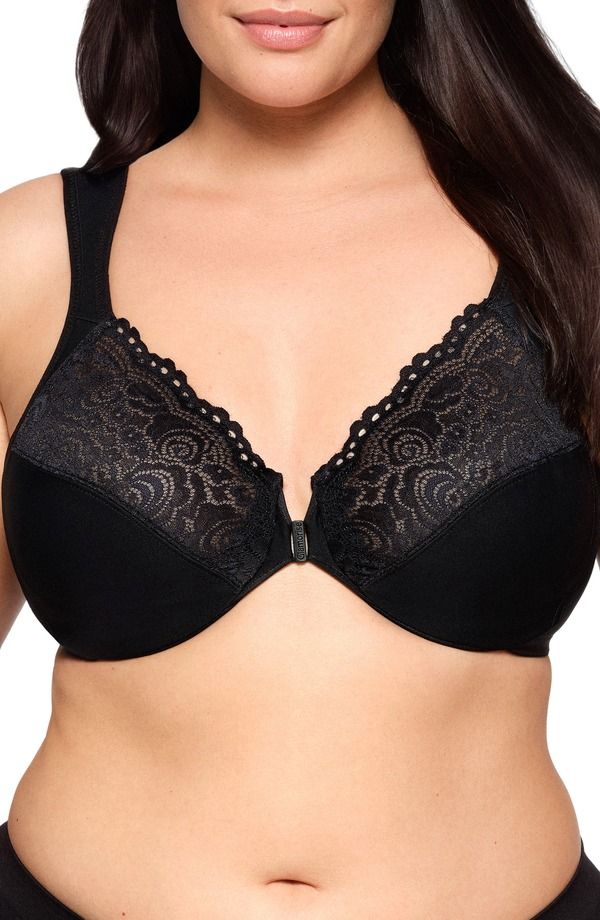 グラマライズ レディース アンダーウェア ブラジャー Glamorise Posture Back Wonderwire Underwire Front Closure Bra Black ブラック