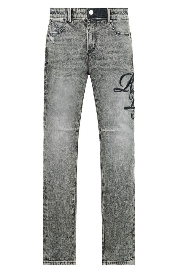 アールティーエー メンズ ボトムス デニムパンツ 刺繍 ジーンズ RtA Bryant Embroidered Skinny Jeanstone Haze Cursive ストーン