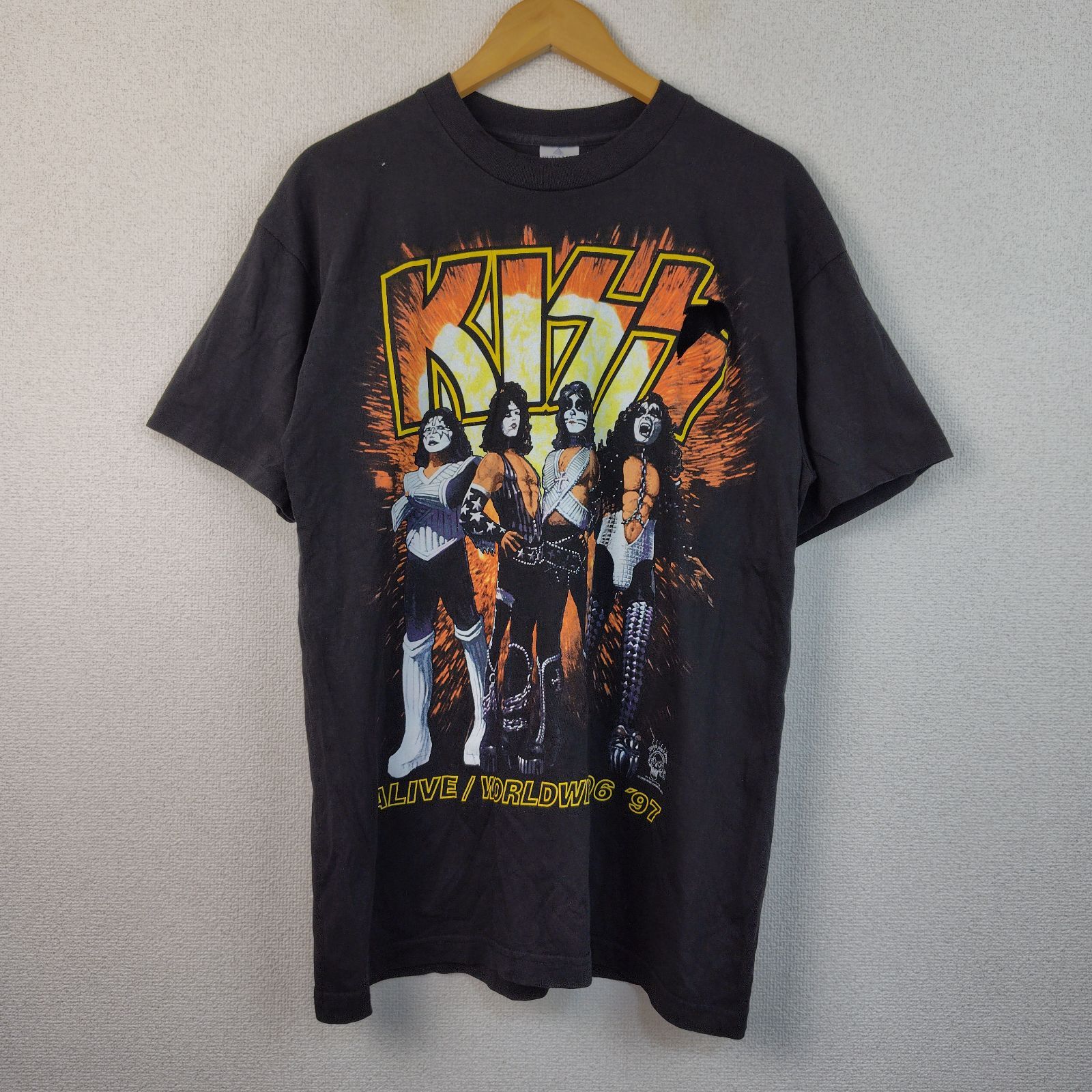 PYRAMID ピラミッド US製 半袖Tシャツ KISS バンドT ALIVE WORLD WIDE 97 L メンズ 古着 グランジ ストリート