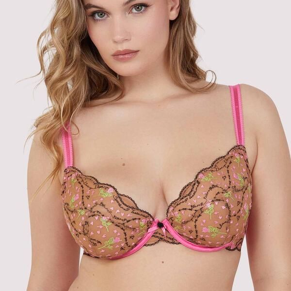 プレイフルプロミス レディース アンダーウェア ブラジャー Playful Promisespank Me Pink Nudembroidery Plunge Bra Pink ピンク