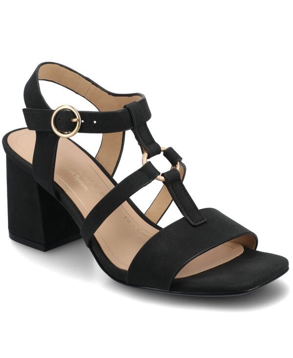 ジュルネ コレクション レディース シューズ サンダル ヒール Journee Collection Womens Merisol Block Heel Strappy Dressandals Black ブラック