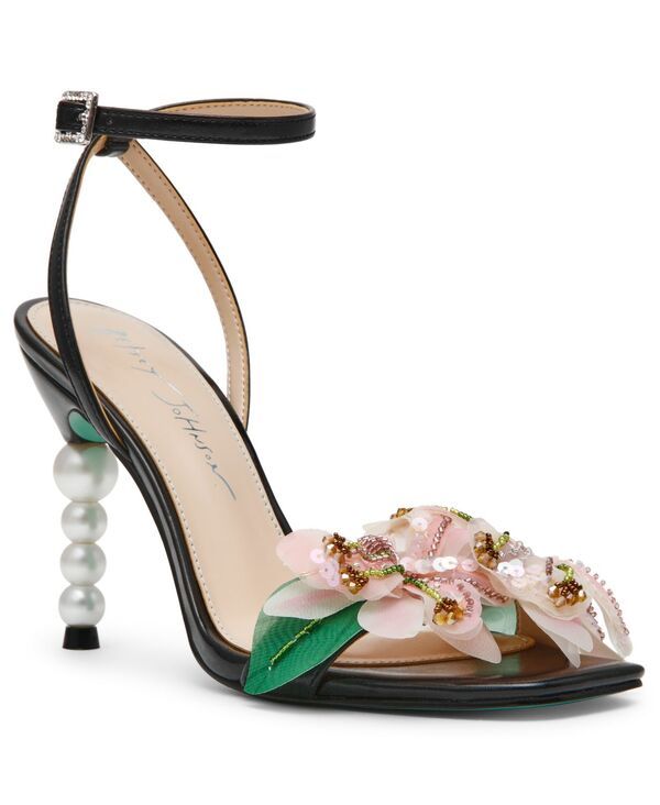 ベッツィジョンソン レディース シューズ サンダル フラワー柄 フラワー ヒール Betsey Johnson Womens Kasie Floral Pearl Heel Dressandals Black ブラック
