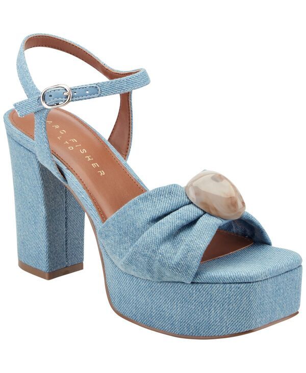 マーク・フィッシャー レディース シューズ サンダル プラットフォーム ヒール Marc Fisher LTD Womens Candey Ornamented Block Heel Platform Sandals Blue Denim デニム