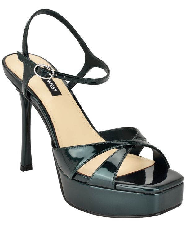 ナインウェスト レディース シューズ サンダル Nine West Womens Tatesquare Toe High Stiletto Dressandals Teal Mirror Metallic ティール